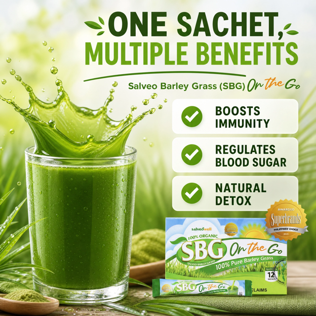 Salveo Barley Grass ad creative: SBG On the Go product highlight